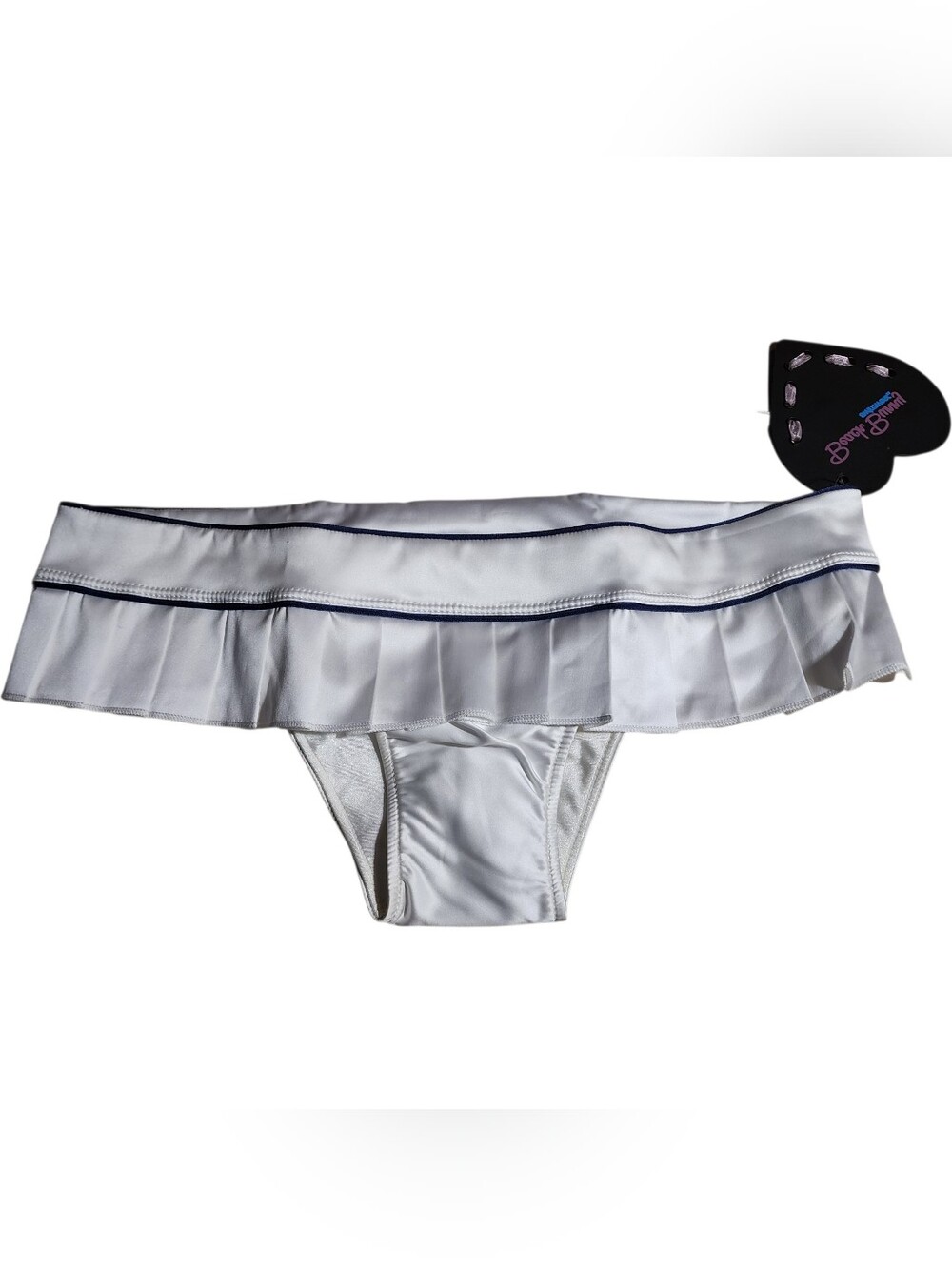 Beach Bunny White Bikini Bottom with Navy Trim